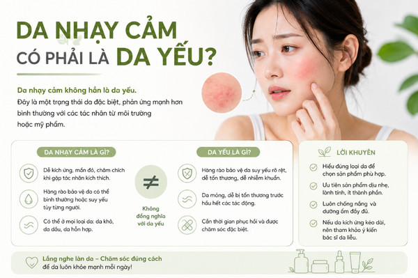 Da nhạy cảm có phải là da yếu không?